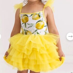 Posh Peanut Limoncello Tulle Smocked Dress